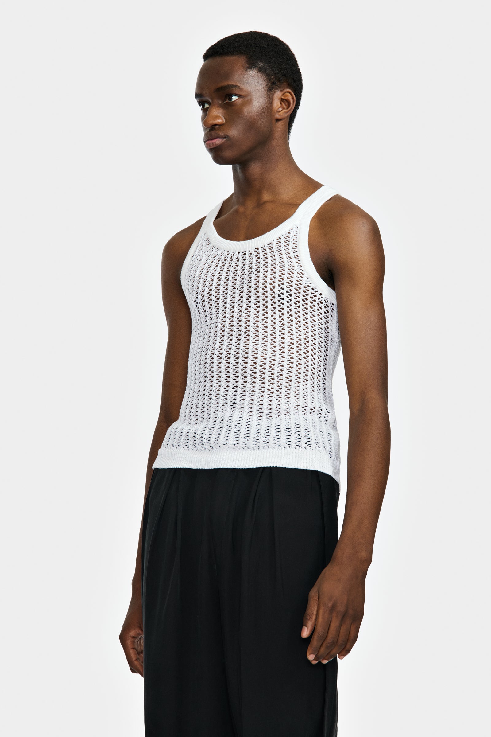 NET STITCH KNITTED TANK TOP