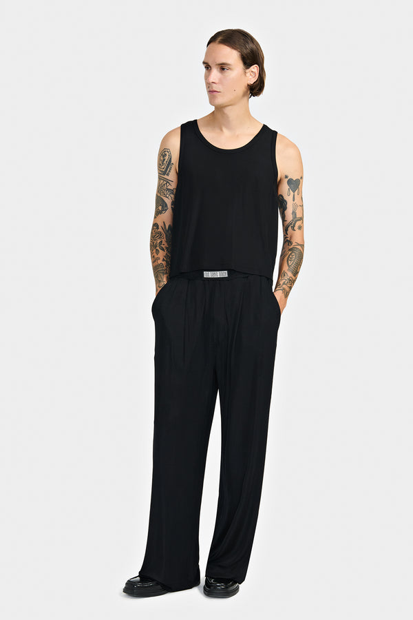 PANTALON LARGE ET FLUIDE EN VISCOSE CÔTELÉE